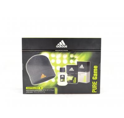 ADIDAS Pure Game dárková sada – toaletní voda 50 ml   voda po holení 100 ml   čepice