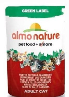 Almo Cat Nature kočka kapsička Green Label  kuře   krevety 55g