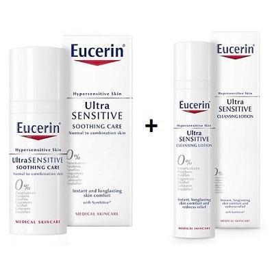 EUCERIN Zklidňující krém UltraSENSITIVE normální/smíšená pleť 50 ml   Čisticí krémový gel 100 ml ZDARMA