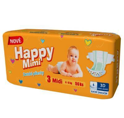 Happy Mimi dětské pleny Standard Midi 56 kusů