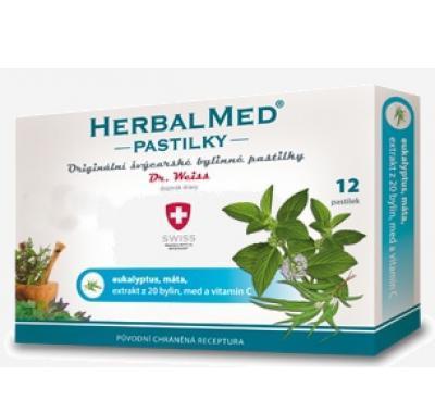 HERBALMED Dr.Weiss pastilky Eukalypt, máta, vitamín C 12 pastilek