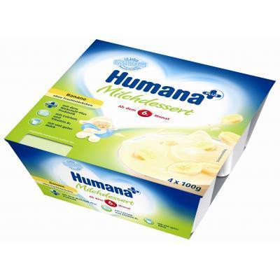 Humana mléčný dezert banán od 6. měsíce 4 x 100 g  : VÝPRODEJ exp. 2015-12-31