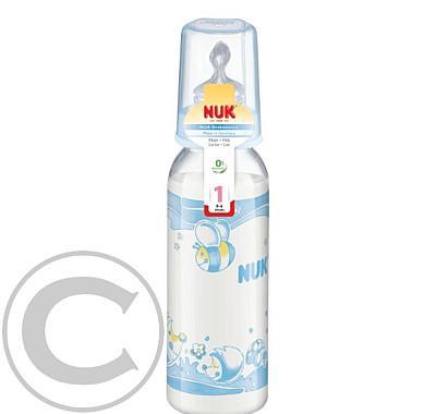 NUK-Dětská láhev PP Modrá 240ml SILIKONOVÁ savička  V1-M 741410