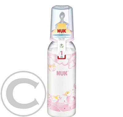 NUK-Dětská láhev PP Růžová 240ml SILIKONOVÁ savička  V1-M 741411