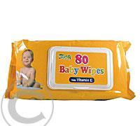 Ubrousky dětské hygienické Baby Wipes vit.E 80 ks s distr.