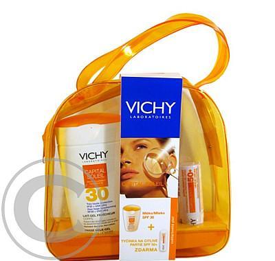 VICHY Taštička Capital Soleil mléko SPF 30  150 ml   Tyčinka na citlivé partie SPF 50  9g ZDARMA